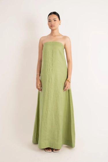 NAYA STRAPLESS DRESS FOREST GREEN - STUDIO JO STORE